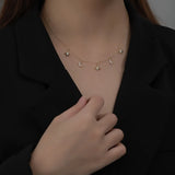 925 Silver Zircon Moon Star Choker Necklace Light Jewelry for Women