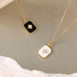 925 Silver Zircon Square Pendant Necklace Star Light Minimalist Jewelry