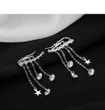 925 Silver Zircon Tassel Earrings Long Chain Bohemia Jewelry