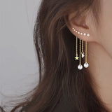 925 Silver Zircon Tassel Earrings Long Chain Bohemia Jewelry