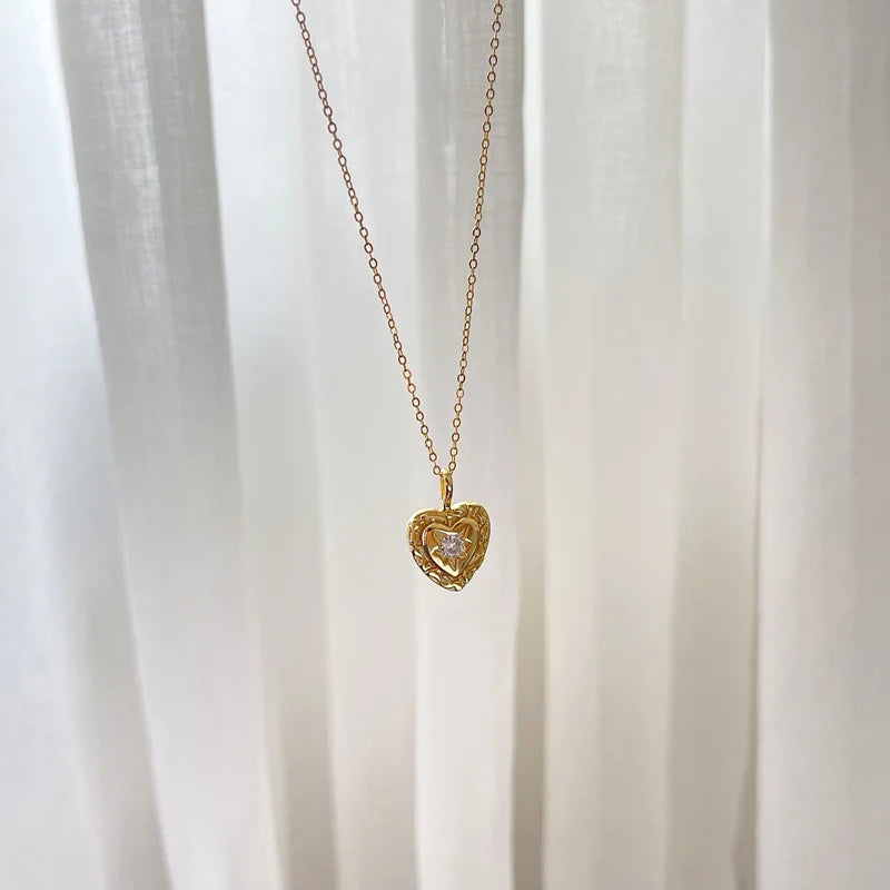 925 Silver Heart Pendant with Zircon