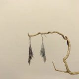 925 Silver Leaf Tassel Drop Earrings Long Pendant Frosty Style Jewelry