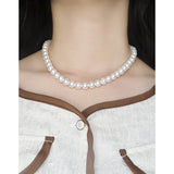 925 Silver 8mm Freshwater Pearl Choker Necklace Women Minimalist Jewelry