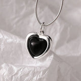 925 Silver Agate Heart Pendant Necklace for Women