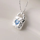 925 Silver Zircon Heart Lock Pendant Necklace for Women