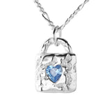 925 Silver Zircon Heart Lock Pendant Necklace for Women