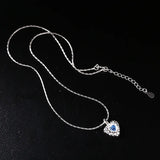 925 Silver Zircon Heart Pendant Necklace for Women Concave Minimalist Jewelry