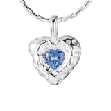 925 Silver Zircon Heart Pendant Necklace for Women Concave Minimalist Jewelry