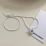 925 Silver Zircon Heart Pendant Necklace for Women Concave Minimalist Jewelry