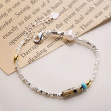 925 Silver Leopard Pearl Bracelet Natural Stone Fine Jewelry