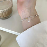 925 Silver Leopard Pearl Bracelet Natural Stone Fine Jewelry