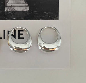 925 Silver Oval Big Hoop Earrings for Women, Exaggerate Thick Minimalist Jewelry