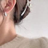 925 Silver Oval Big Hoop Earrings for Women, Exaggerate Thick Minimalist Jewelry
