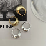 925 Silver Oval Big Hoop Earrings for Women, Exaggerate Thick Minimalist Jewelry