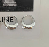 925 Silver Oval Big Hoop Earrings for Women, Exaggerate Thick Minimalist Jewelry