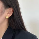 925 Silver Letter Square Stud Earring for Women