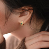 925 Silver Green Agate Stud Earrings Round Twist Matcha Donuts