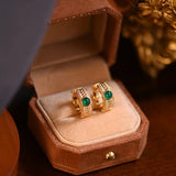 925 Silver Green Agate Stud Earrings Round Twist Matcha Donuts