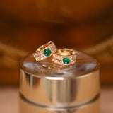 925 Silver Green Agate Stud Earrings Round Twist Matcha Donuts