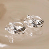 925 Sterling Silver Tie Knot Hoop Earrings Openwork Korea Fine Jewelry