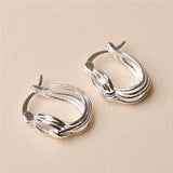 925 Sterling Silver Tie Knot Hoop Earrings Openwork Korea Fine Jewelry