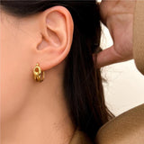 925 Sterling Silver Tie Knot Hoop Earrings Openwork Korea Fine Jewelry