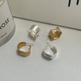 925 Silver Concave Matte Stud Earrings for Women