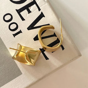 925 Silver Concave Matte Stud Earrings for Women