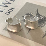 925 Silver Concave Matte Stud Earrings for Women