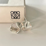 925 Silver Concave Matte Stud Earrings for Women