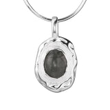 925 Silver Labradorite Pendant Necklace Oval Stone Fine Jewelry