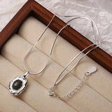 925 Silver Labradorite Pendant Necklace Oval Stone Fine Jewelry