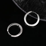 925 Silver Matte Round Hoop Earrings for Women Minimalist Jewelry