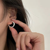 925 Silver Matte Round Hoop Earrings for Women Minimalist Jewelry