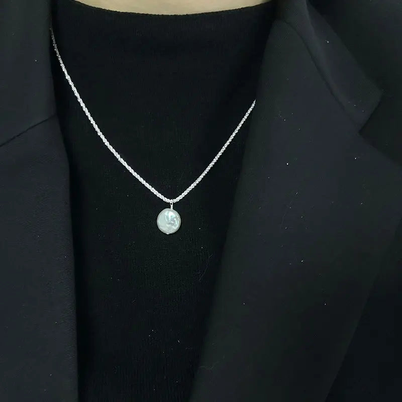 925 Sterling Silver Baroque Pearl Pendant Necklace