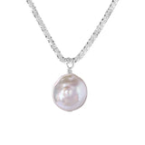 925 Sterling Silver Baroque Pearl Pendant Necklace for Women