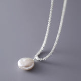925 Sterling Silver Baroque Pearl Pendant Necklace for Women