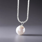 925 Sterling Silver Baroque Pearl Pendant Necklace for Women