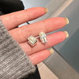 925 Silver Pearl Square Stud Earrings French Minimalist Fine Jewelry