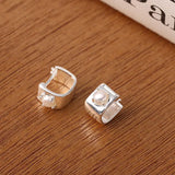 925 Silver Pearl Square Stud Earrings French Minimalist Fine Jewelry