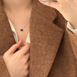 925 Silver Oval Agate Pendant Necklace Classic Jewelry