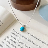 925 Silver Turquoise Pendant Necklace Snake Chain Stone Jewelry