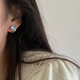 925 Silver Moonstone Stud Earrings Double Sided Smile