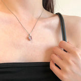 925 Silver Pink Zircon Strawberry Heart Pendant Necklace for Women