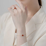 925 Silver Red Agate Heart Bracelet for Women