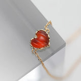 925 Silver Red Agate Heart Bracelet for Women