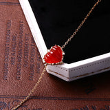 925 Silver Red Agate Heart Bracelet for Women