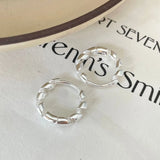 925 Silver Spiral Round Hoop Earrings Twill Distortion Jewelry