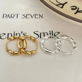 925 Silver Spiral Round Hoop Earrings Twill Distortion Jewelry