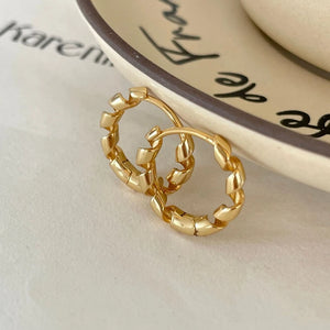 925 Silver Spiral Round Hoop Earrings Twill Distortion Jewelry